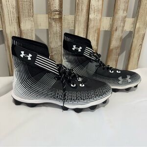 Under Armour Black and White High-Top Football Cleats, Size 13